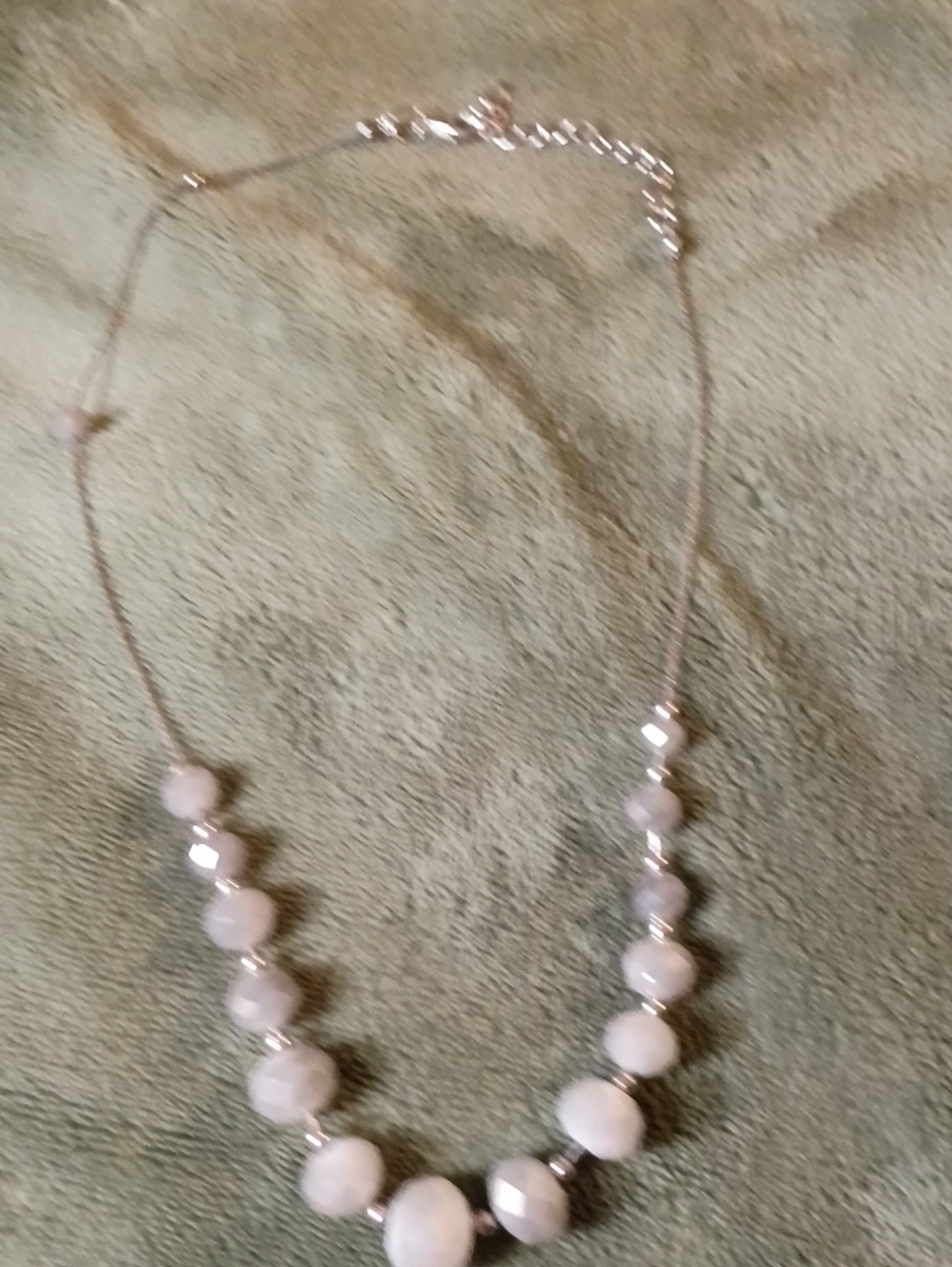 Source Unknown White Bead Necklace with Silver Accents